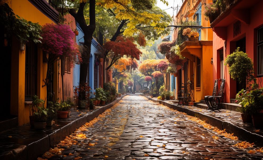 Imagen creada con AI (Inteligencia Artificial). Muestra una zona de la alcaldía Coyoacán. 